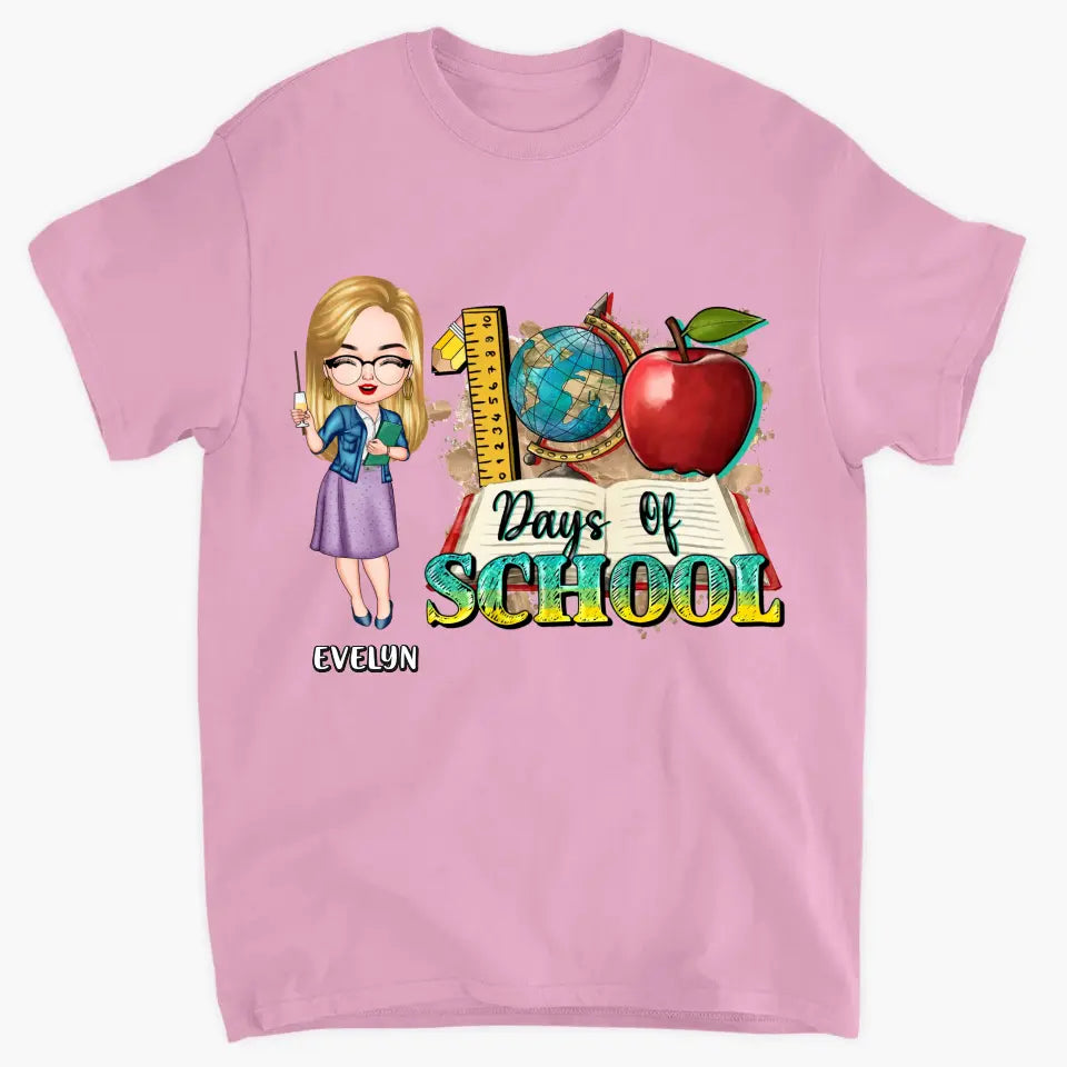 100 Days Of School - Personalized Custom T-shirt - Teacher's Day, Appreciation Gift For Teacher