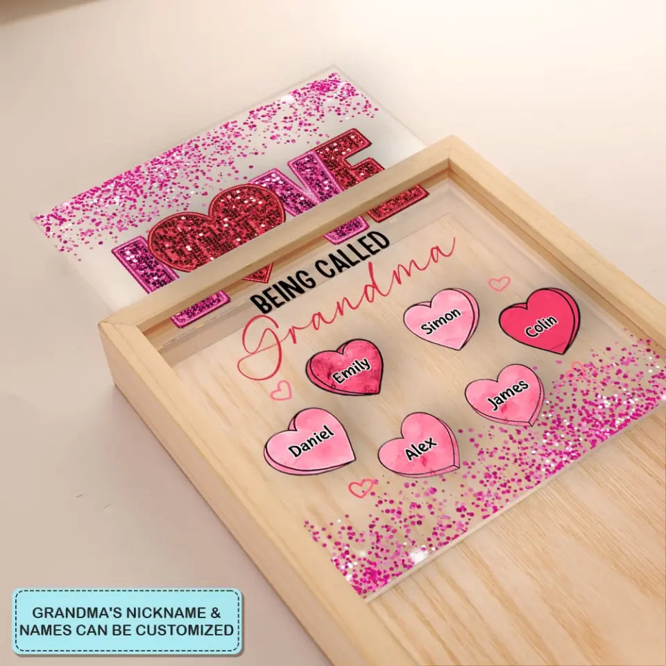 Love Being Called Grandma - Personalized Custom Photo Frame Box - Gift For Family Members, Mom, Grandma