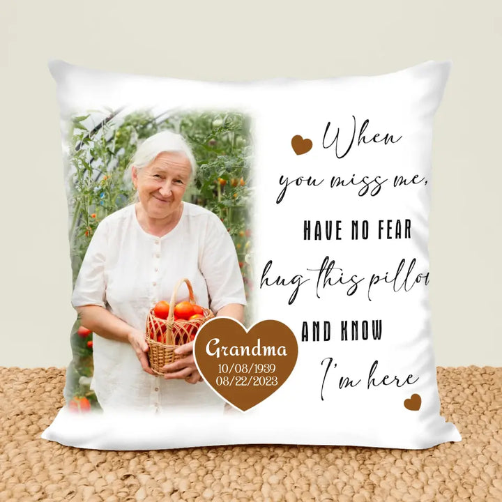 Hug This Pillow And Know I'm Here - Personalized Custom Pillow Case - Memorial Gift For Family, Family Members