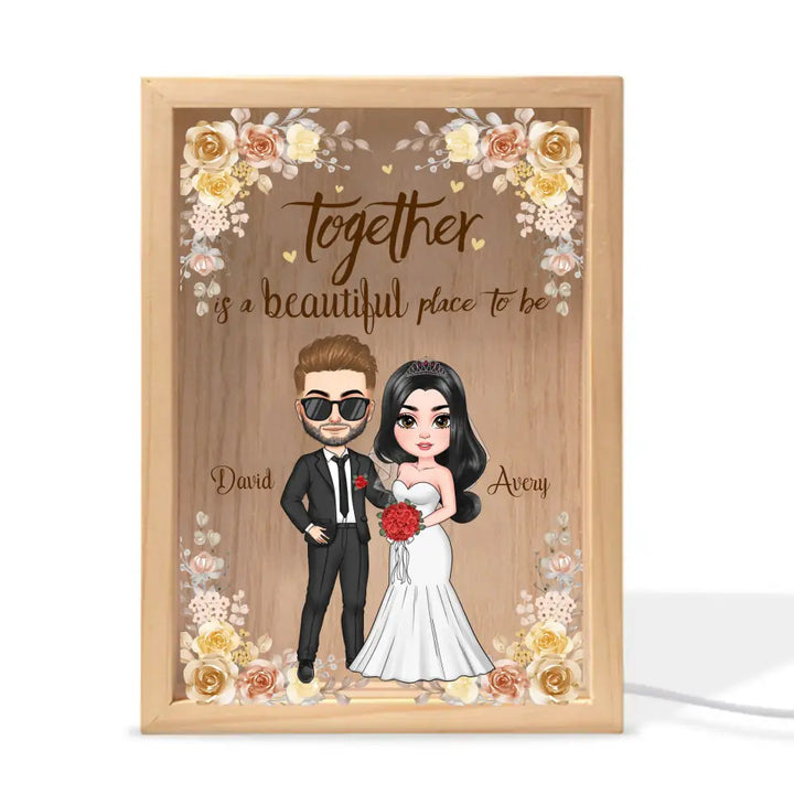Together Is A Beautiful Place To Be - Personalized Custom Photo Frame Box - Valentine's Day, Anniversary Gift For Couple, Couples, Wife, Husband