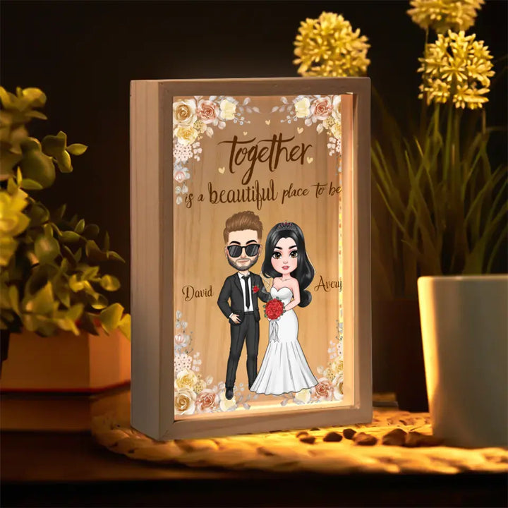 Together Is A Beautiful Place To Be - Personalized Custom Photo Frame Box - Valentine's Day, Anniversary Gift For Couple, Couples, Wife, Husband