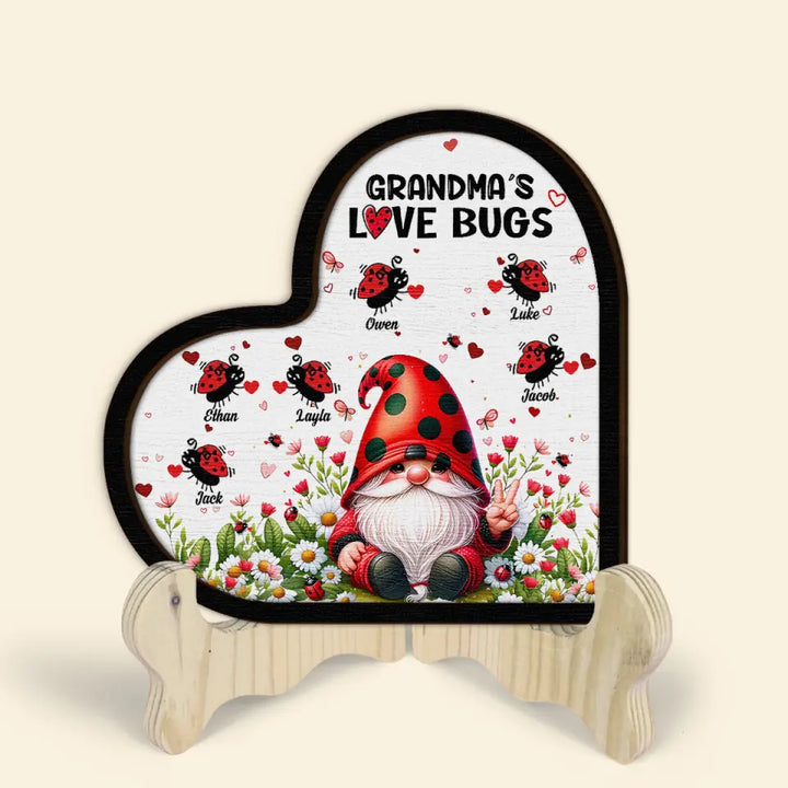 Grandma's Love Bugs - Personalized Custom 2-Layer Wooden Plaque - Gift For Family Members, Grandma, Mom