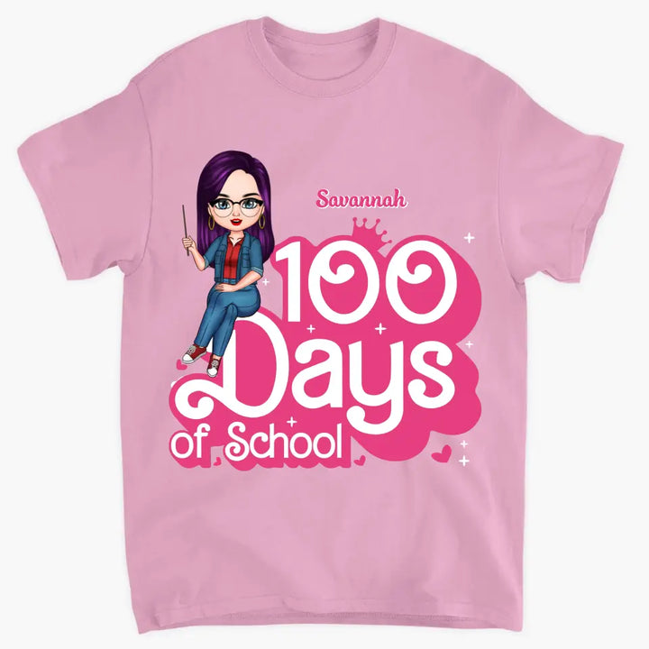 100 Days Of School Pink - Personalized Custom T-shirt - Teacher's Day, Appreciation Gift For Teacher