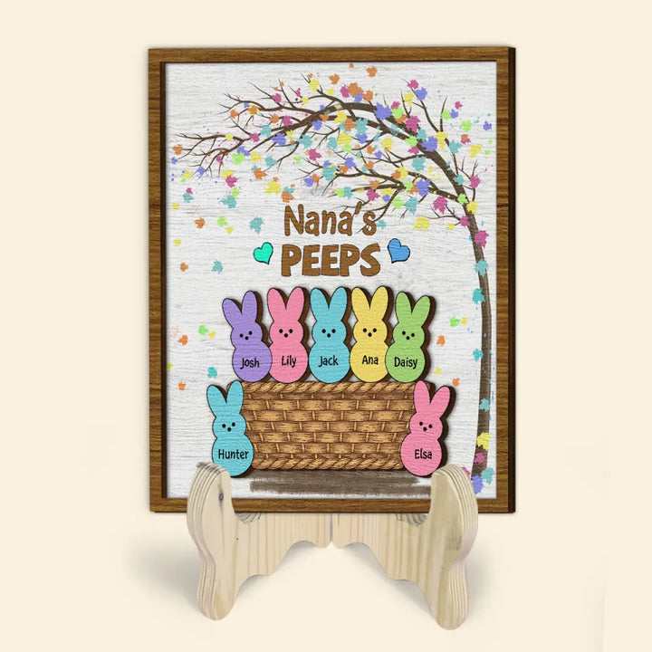 Best Grandma Ever Grandma Peeps - Personalized Custom 2-Layer Wooden Plaque - Easter Gift For Family Members, Grandma, Mom