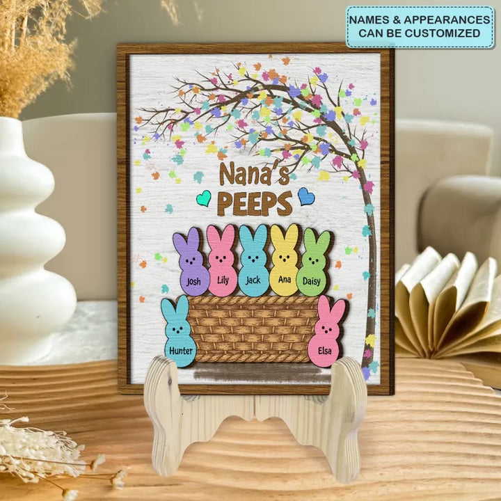 Best Grandma Ever Grandma Peeps - Personalized Custom 2-Layer Wooden Plaque - Easter Gift For Family Members, Grandma, Mom