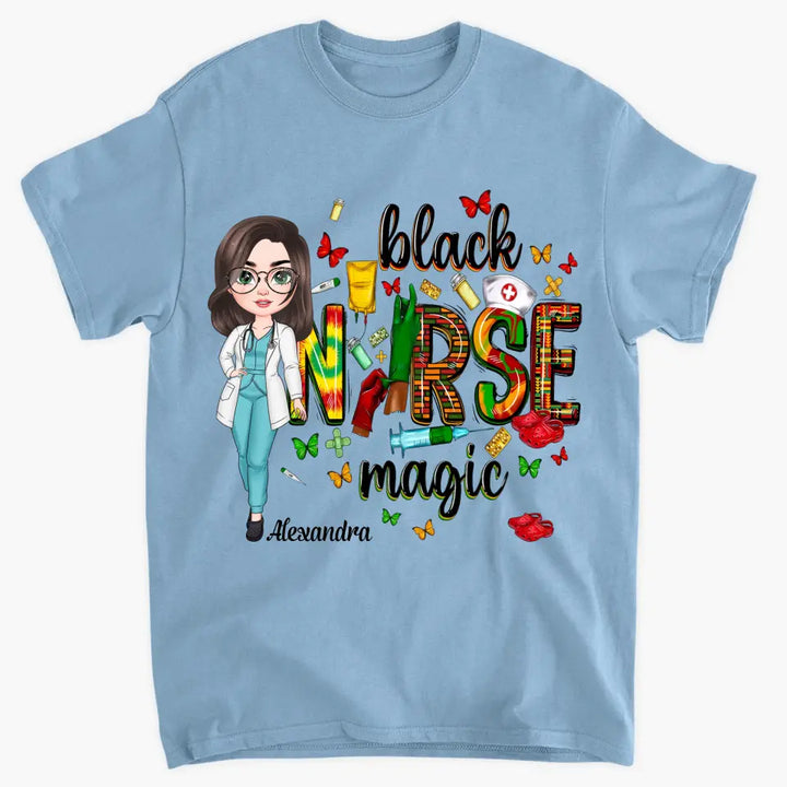 Black Nurse Magic - Personalized Custom T-shirt - Nurse's Day, Appreciation Gift For Nurse
