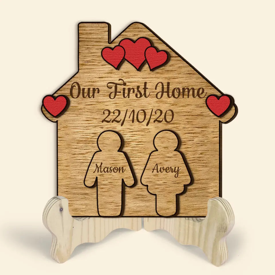 Our Home - Personalized Custom 2-Layer Wooden Sign - Valentine's Day, Anniversary Gift For Couple, Husband, Wife, Boyfriend