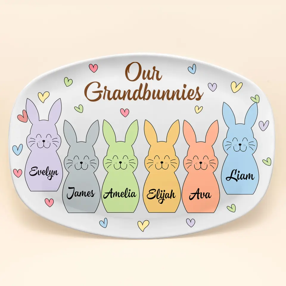 Our Grandbunnies - Personalized Custom Platter - Easter Gift For Grandma, Mom, Family Members