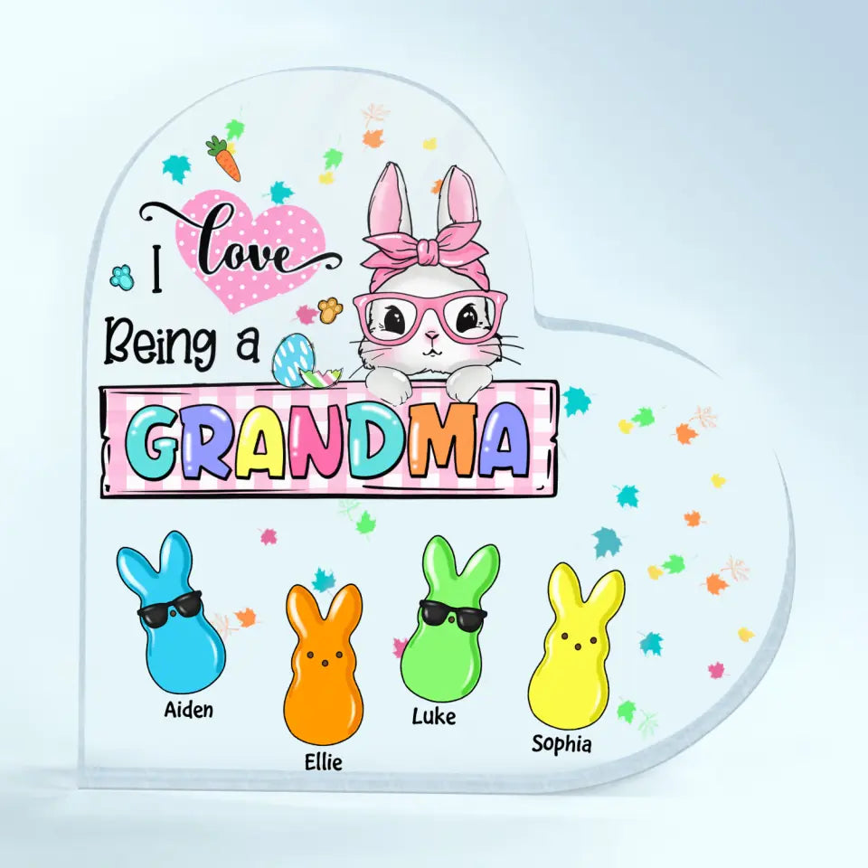I Love Being A Grandma - Personalized Custom Heart-shaped Acrylic Plaque - Gift For Grandma, Mom, Family Members