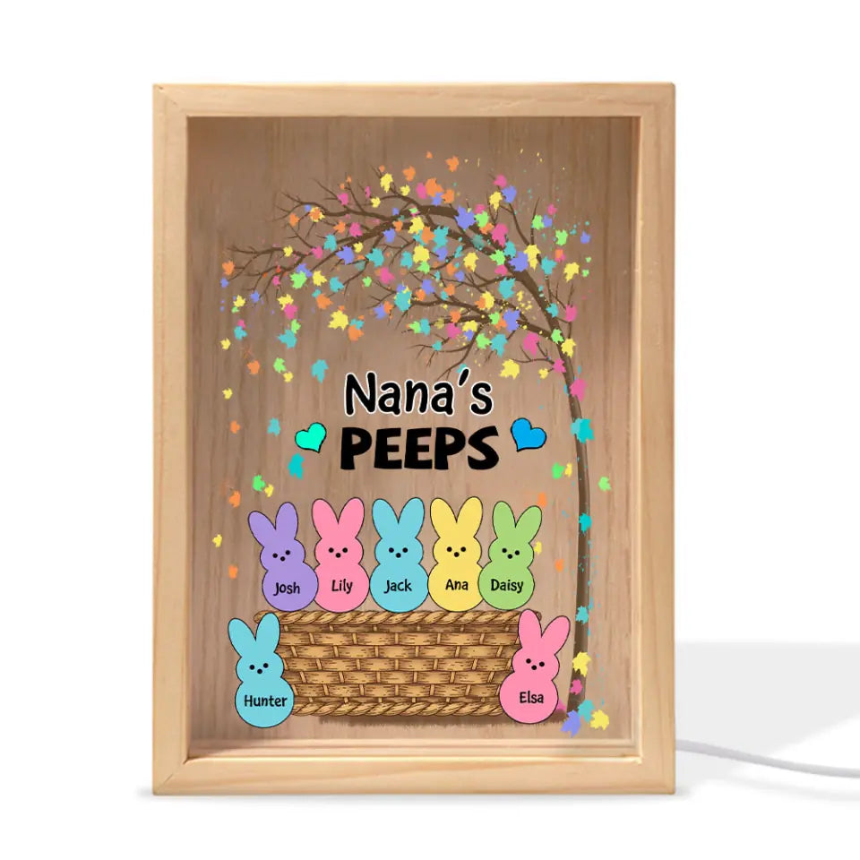 Grandma's Peeps - Personalized Custom Photo Frame Box - Gift For Grandma, Mom, Family Members