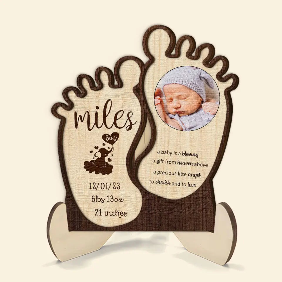 A Baby Is A Blessing - Personalized Custom 2-Layer Wooden Plaque - Gift For Family Members, Mother, Father