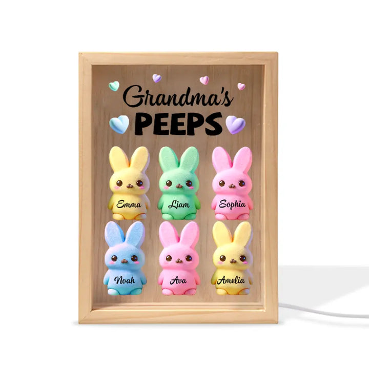 Grandma's Peep Marshmallow - Personalized Custom Photo Frame Box - Easter Gift For Grandma, Mom, Family Members