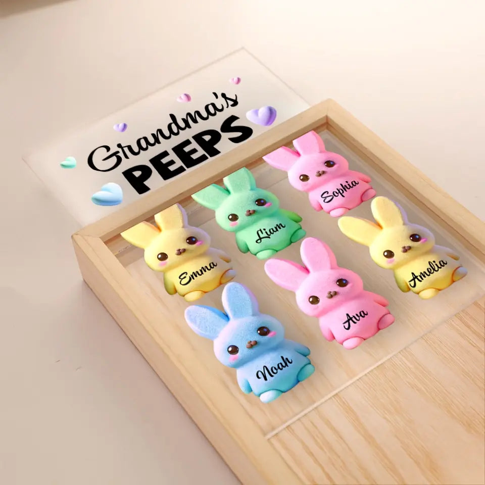 Grandma's Peep Marshmallow - Personalized Custom Photo Frame Box - Easter Gift For Grandma, Mom, Family Members