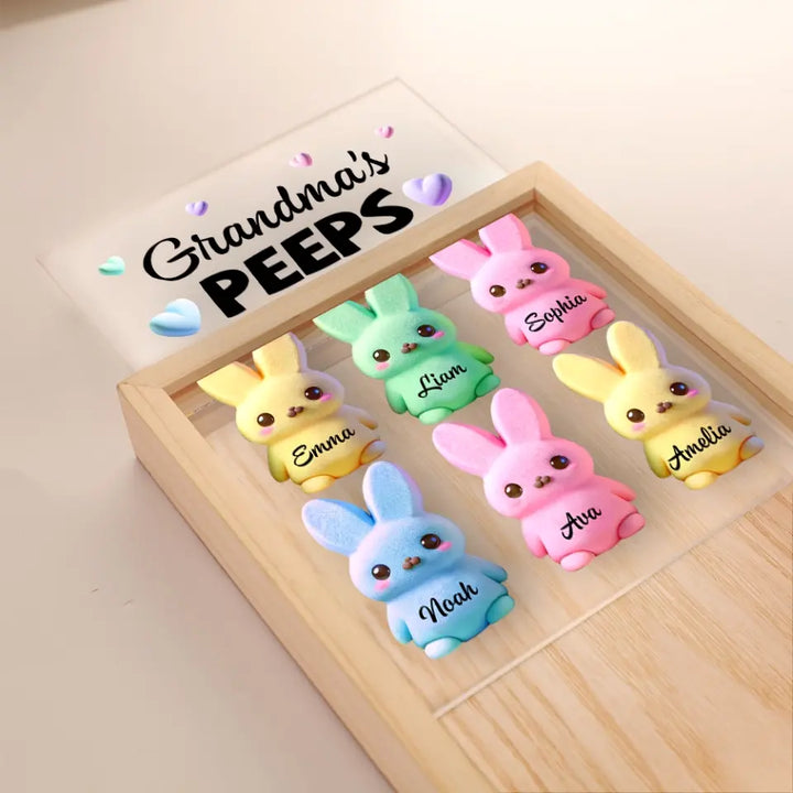 Grandma's Peep Marshmallow - Personalized Custom Photo Frame Box - Easter Gift For Grandma, Mom, Family Members