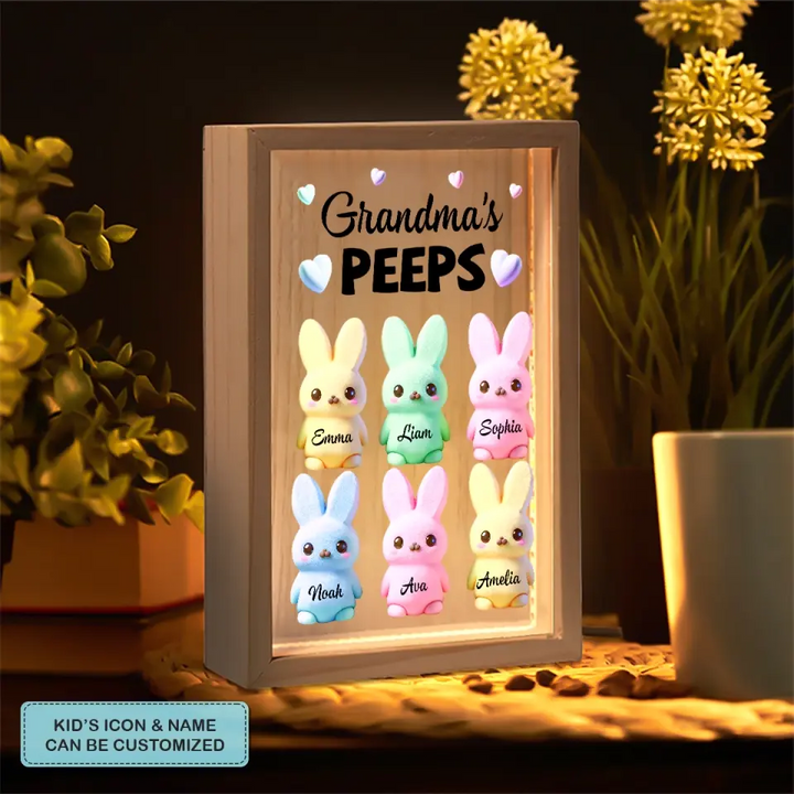 Grandma's Peep Marshmallow - Personalized Custom Photo Frame Box - Easter Gift For Grandma, Mom, Family Members