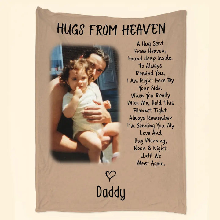 Hugs From Heaven - Personalized Custom Blanket - Memorial Gift For Family Members