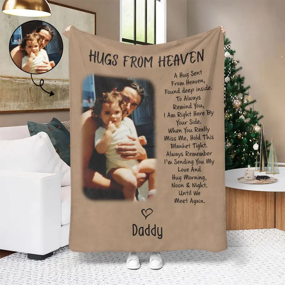 Hugs From Heaven - Personalized Custom Blanket - Memorial Gift For Family Members