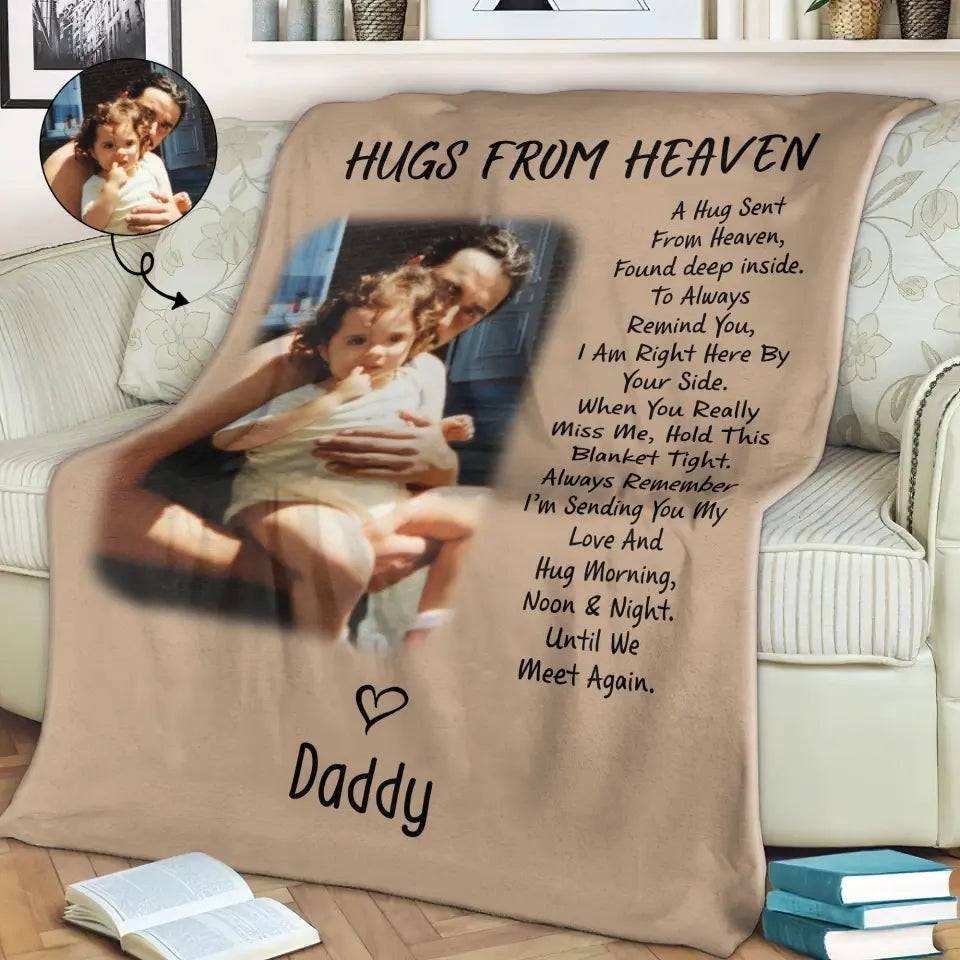 Hugs From Heaven - Personalized Custom Blanket - Memorial Gift For Family Members