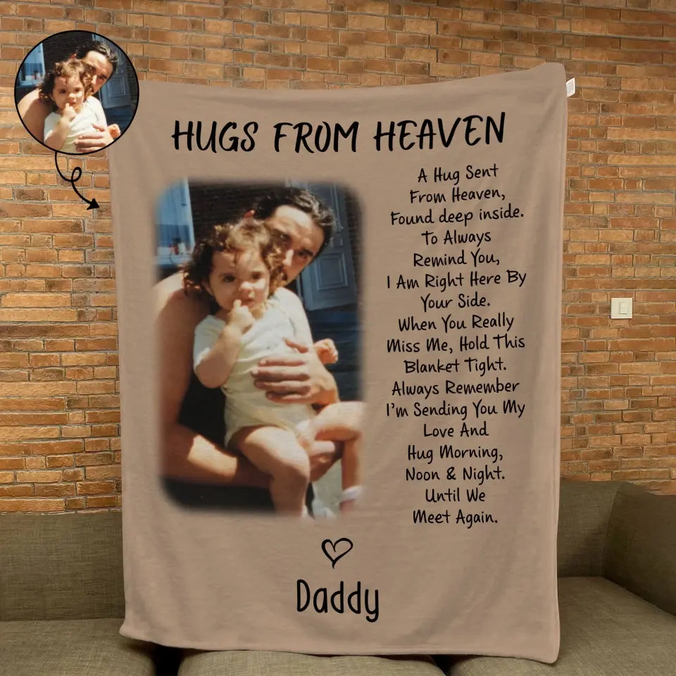 Hugs From Heaven - Personalized Custom Blanket - Memorial Gift For Family Members