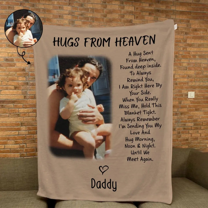 Hugs From Heaven - Personalized Custom Blanket - Memorial Gift For Family Members