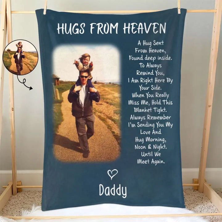 Hugs From Heaven - Personalized Custom Blanket - Memorial Gift For Family Members