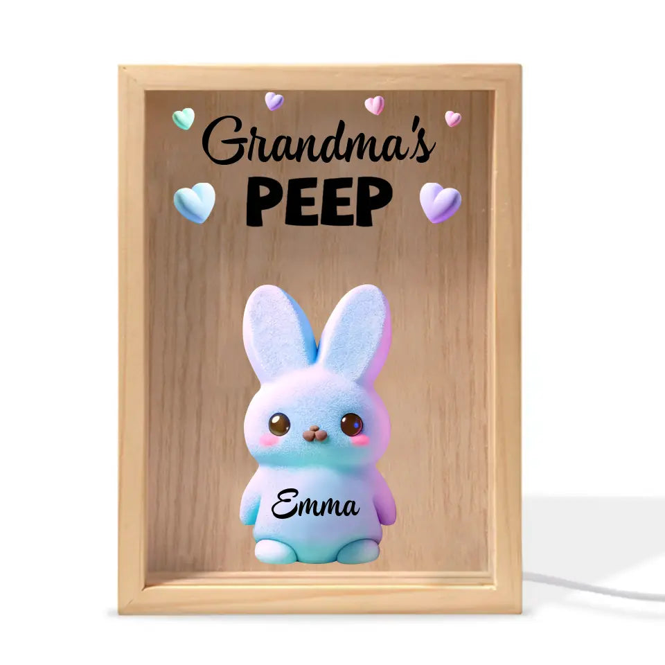 Grandma's Peep Marshmallow - Personalized Custom Photo Frame Box - Easter Gift For Grandma, Mom, Family Members