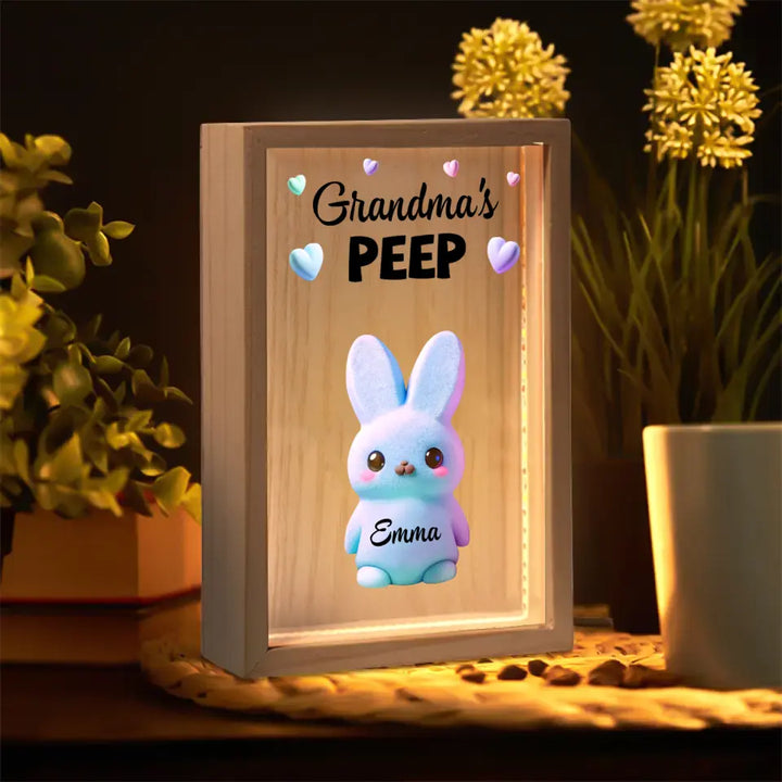 Grandma's Peep Marshmallow - Personalized Custom Photo Frame Box - Easter Gift For Grandma, Mom, Family Members