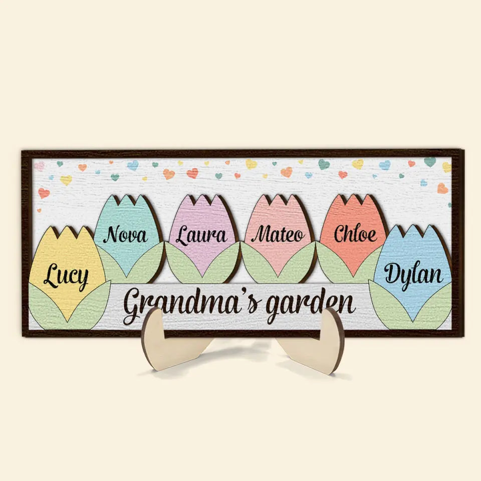 Grandma's Garden - Personalized Custom 2-Layer Wooden Plaque - Mother's Day Gift For Family Members, Grandma, Mom