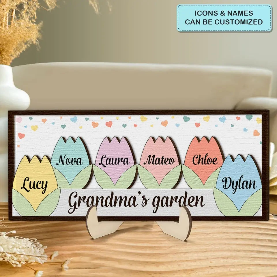 Grandma's Garden - Personalized Custom 2-Layer Wooden Plaque - Mother's Day Gift For Family Members, Grandma, Mom