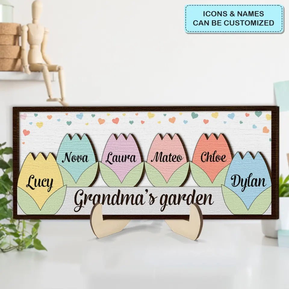 Grandma's Garden - Personalized Custom 2-Layer Wooden Plaque - Mother's Day Gift For Family Members, Grandma, Mom