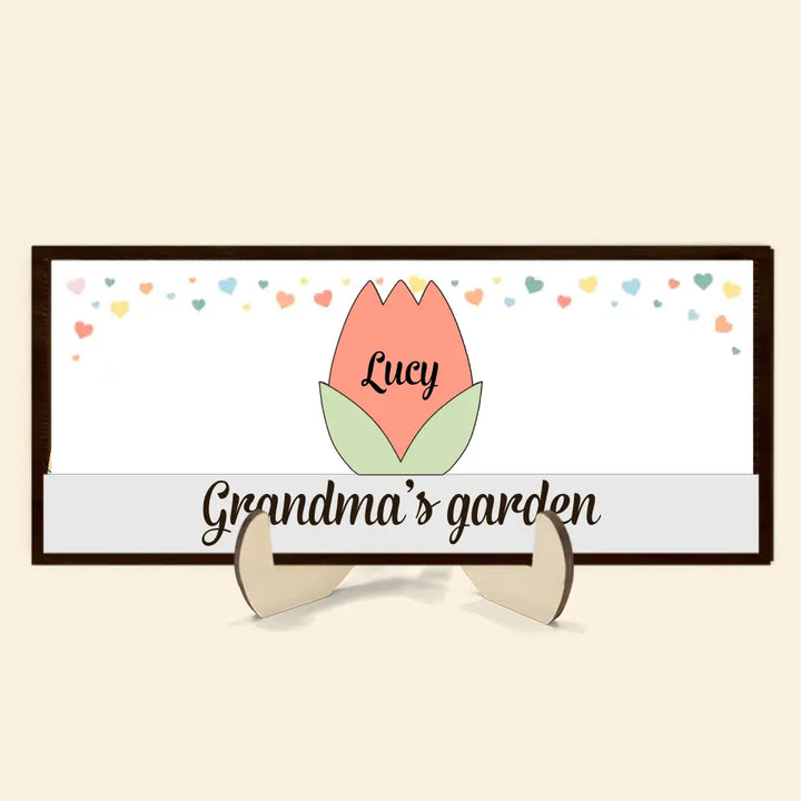 Grandma's Garden - Personalized Custom 2-Layer Wooden Plaque - Mother's Day Gift For Family Members, Grandma, Mom