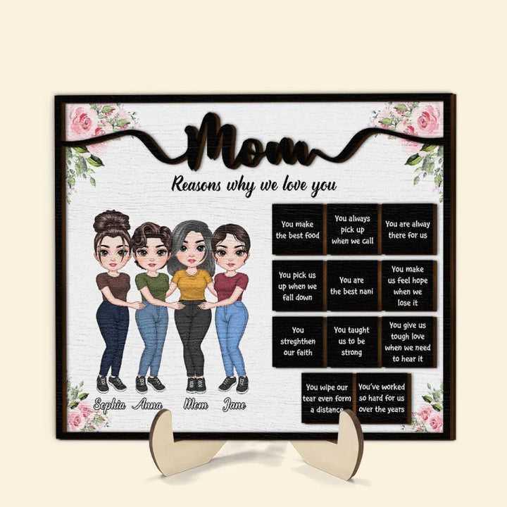 Mom, Reason Why We Love You - Personalized Custom 2-Layer Wooden Plaque - Mother's Day Gift For Family Members, Mom