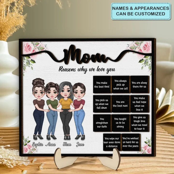 Mom, Reason Why We Love You - Personalized Custom 2-Layer Wooden Plaque - Mother's Day Gift For Family Members, Mom