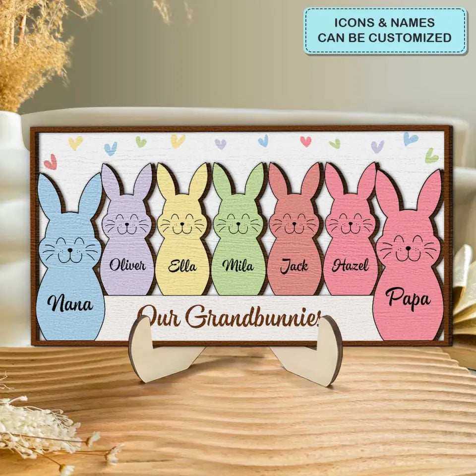 Our Grandbunnies - Personalized Custom 2-Layer Wooden Plaque - Easter Gift For Family Members, Grandma, Mom