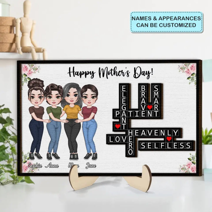 Happy Mothers Day - Personalized Custom 2-Layer Wooden Plaque - Mother's Day Gift For Family Members, Mom