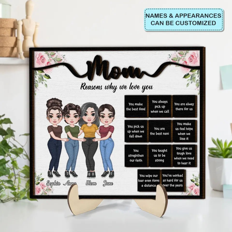 Mom, Reason Why We Love You - Personalized Custom 2-Layer Wooden Plaque - Mother's Day Gift For Family Members, Mom