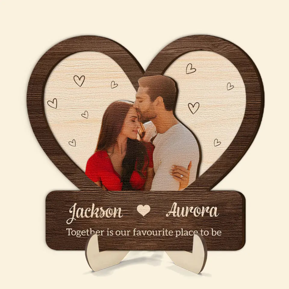 Together Is Our Favorite Place To Be - Personalized Custom 2-Layer Wooden Plaque - Gift For Couple, Boyfriend, Girlfriend AGCHD056