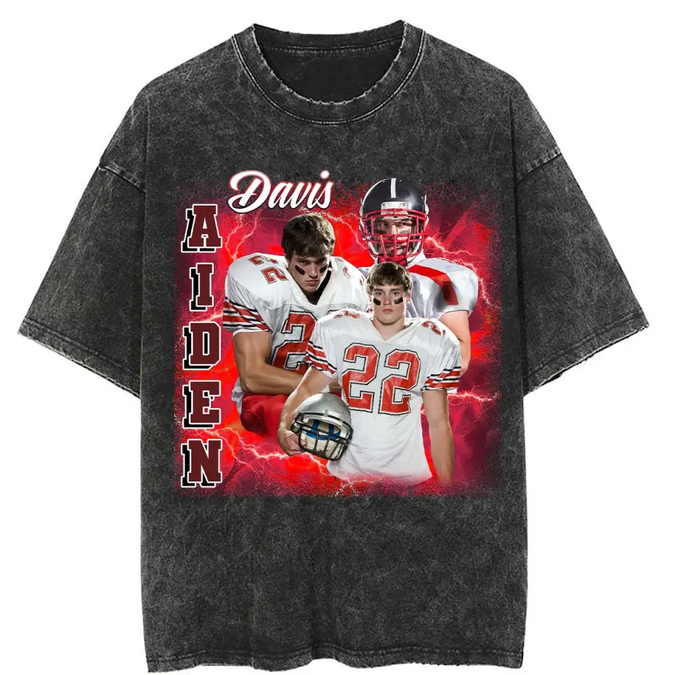 Vintage 90s Graphic Bootleg Tee Football - Personalized Custom T-shirt - Gift For Football Lover, Boyfriend AGCPD072