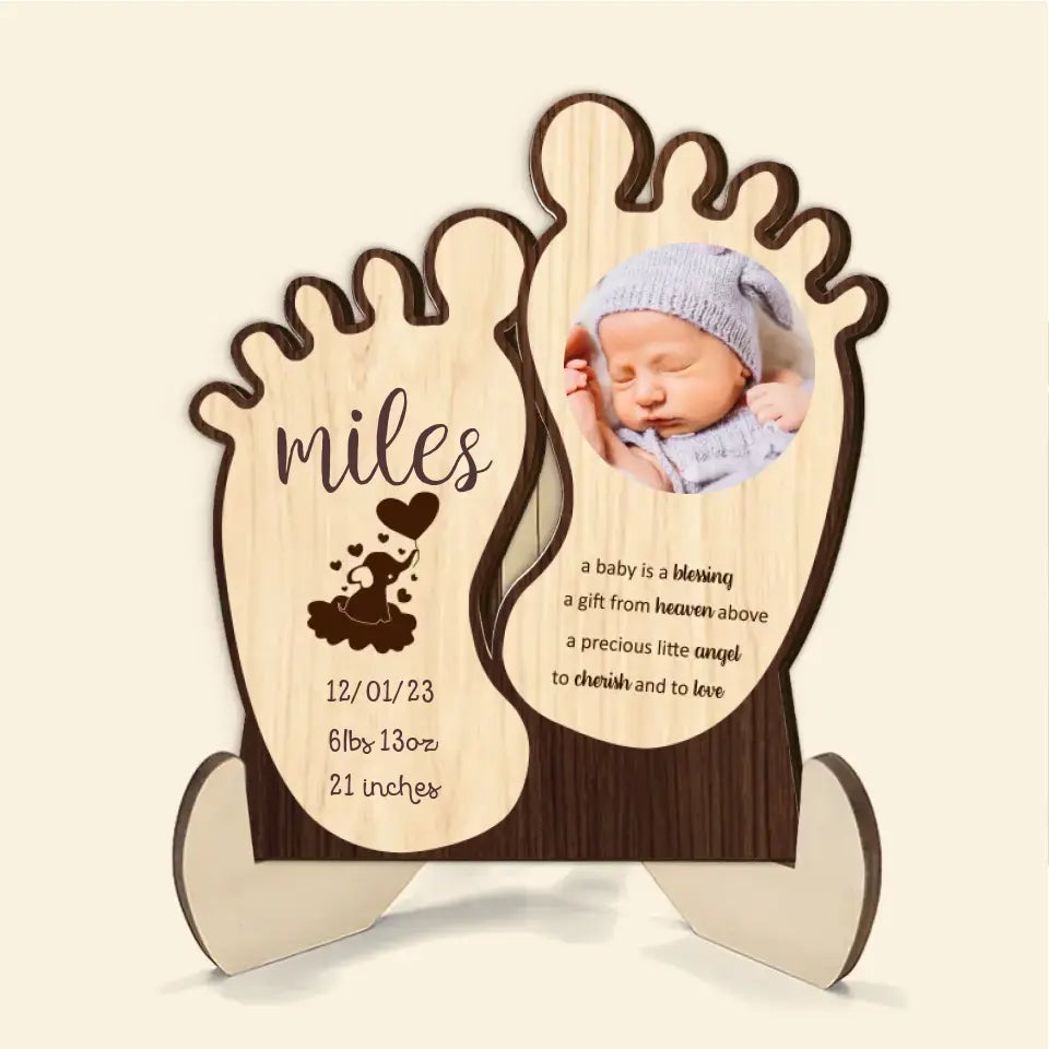 A Baby Is A Blessing - Personalized Custom 2-Layer Wooden Plaque - Gift For Family Members, Mother, Father