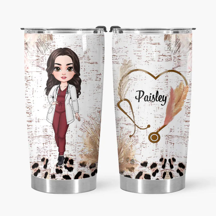 Leopard Nurse - Personalized Custom Tumbler - Nurse's Day, Appreciation Gift For Nurse