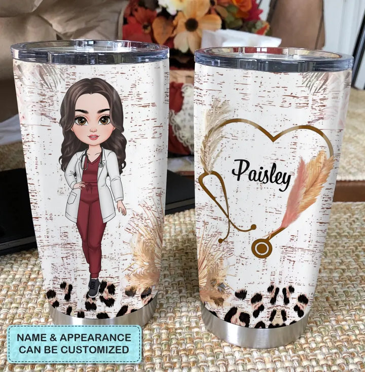 Leopard Nurse - Personalized Custom Tumbler - Nurse's Day, Appreciation Gift For Nurse