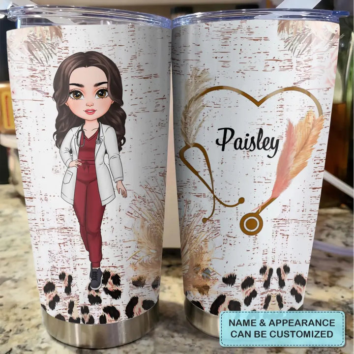 Leopard Nurse - Personalized Custom Tumbler - Nurse's Day, Appreciation Gift For Nurse