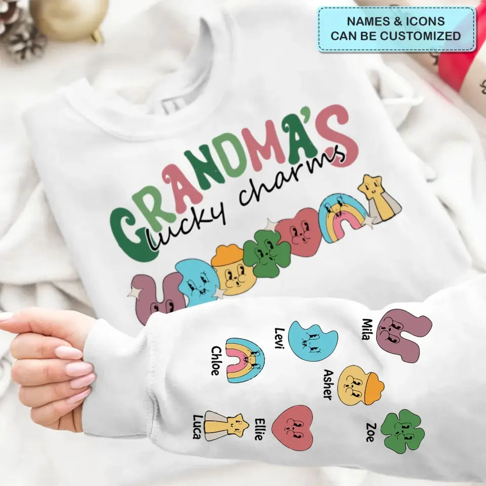 Grandma Of Lucky Charms - Personalized Custom Sweatshirt - Mother's Day Gift For Grandma, Mom