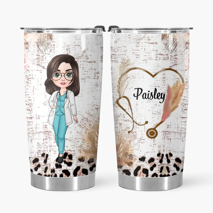 Leopard Nurse - Personalized Custom Tumbler - Nurse's Day, Appreciation Gift For Nurse