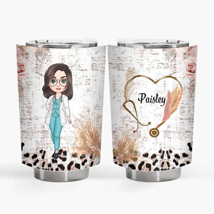 Leopard Nurse - Personalized Custom Tumbler - Nurse's Day, Appreciation Gift For Nurse