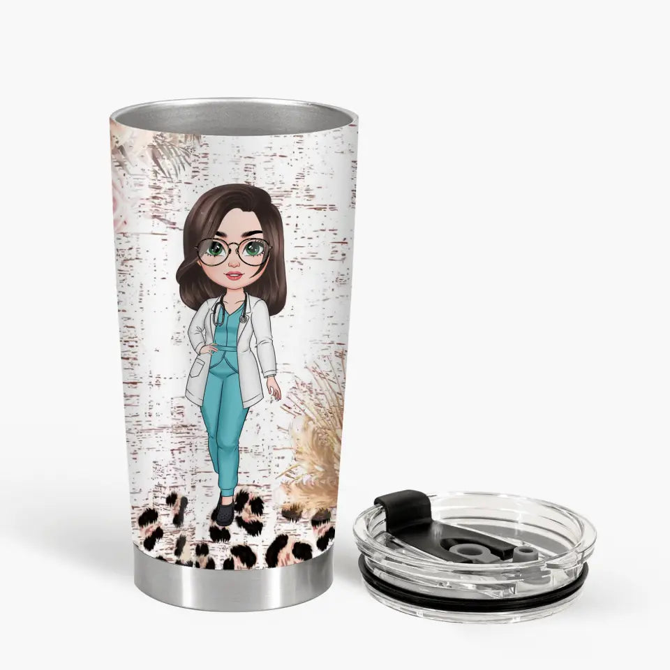 Leopard Nurse - Personalized Custom Tumbler - Nurse's Day, Appreciation Gift For Nurse