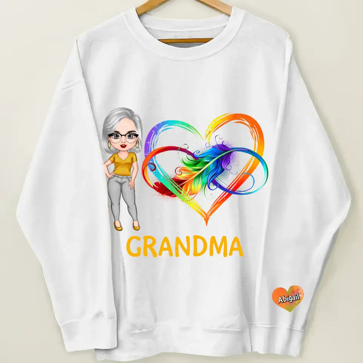 Infinity Love Rainbow - Personalized Custom Sweatshirt - Mother's Day, Easter Day Gift For Grandma, Mom