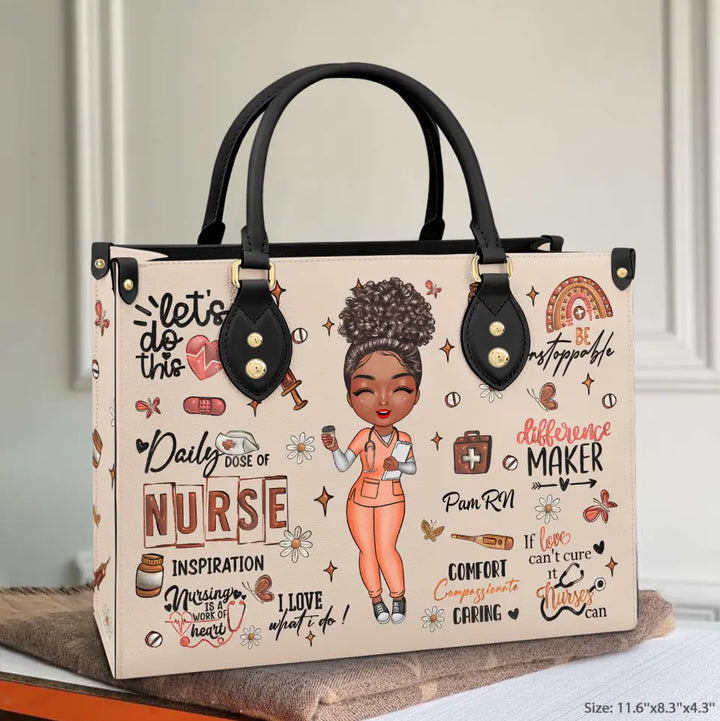 Nurse Inspiration - Personalized Custom Leather Bag - Nurse's Day, Appreciation Gift For Nurse