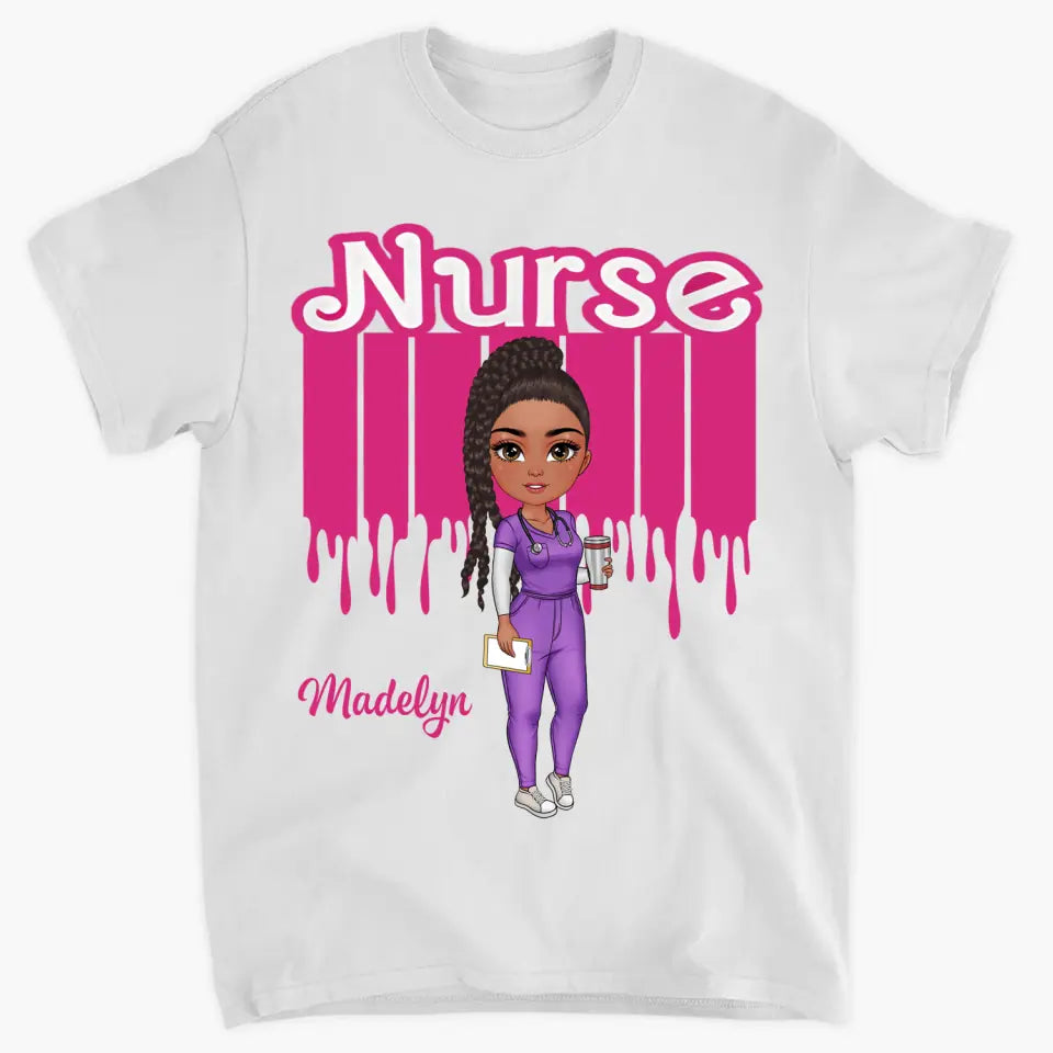 Pink Nurse Doll - Personalized Custom T-shirt - Nurse's Day, Appreciation Gift For Nurse