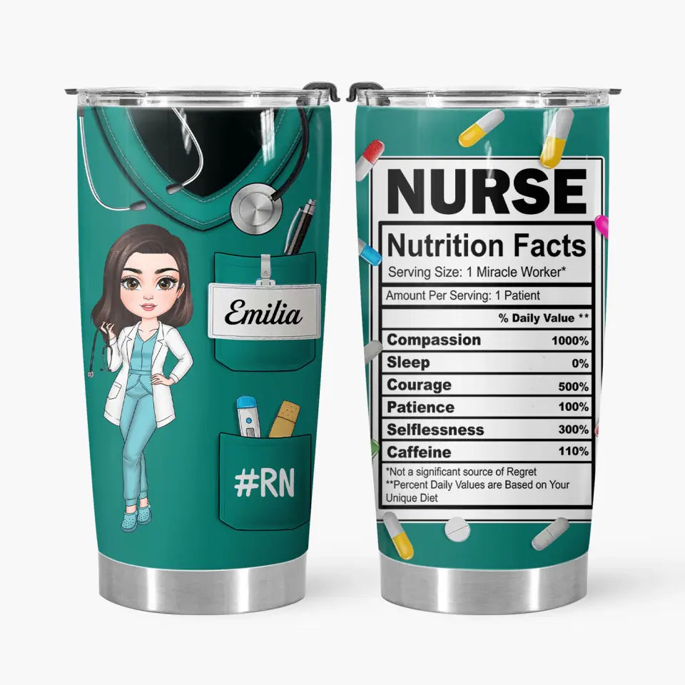 Nurse Nutrition Facts V3 - Personalized Custom Tumbler - Nurse's Day, Appreciation Gift For Nurse